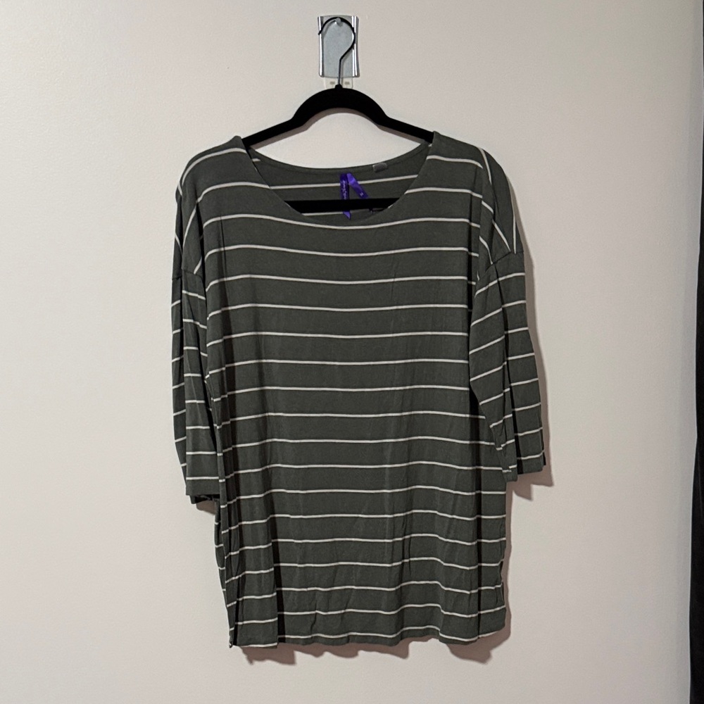 Seraphine Grey Striped 3/4 Sleeve Nursing and Maternity Top